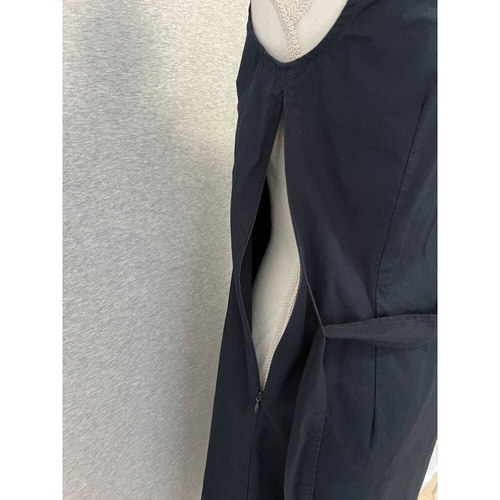 J.McLaughlin Sleeveless Ruffle Neck Dress Womens 4 Dark Navy Side Zip Belt - Picture 9 of 12